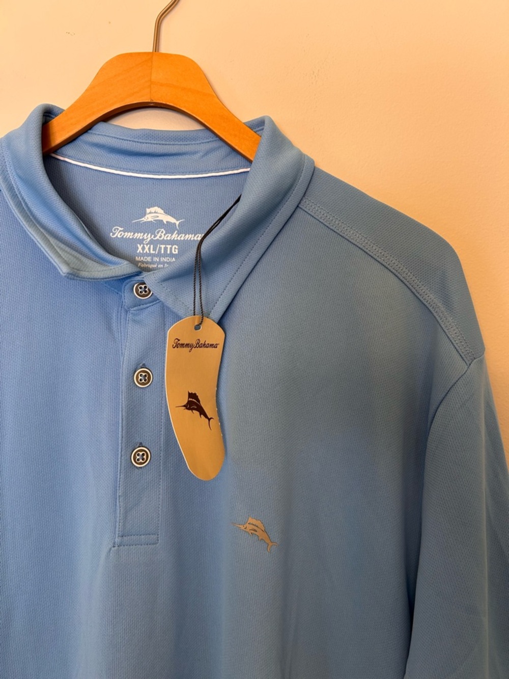 NWT Tommy Bahama Men's Sky Blue Polo with Marlin Logo